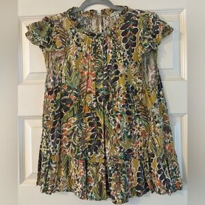 Jodifl Women's Light Moss Green Floral Cap Sleeve Top Size Large